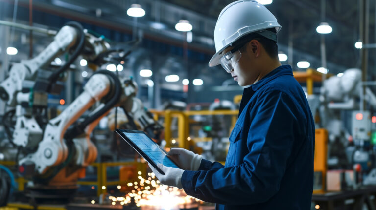 male engineer in smart manufacturing plant